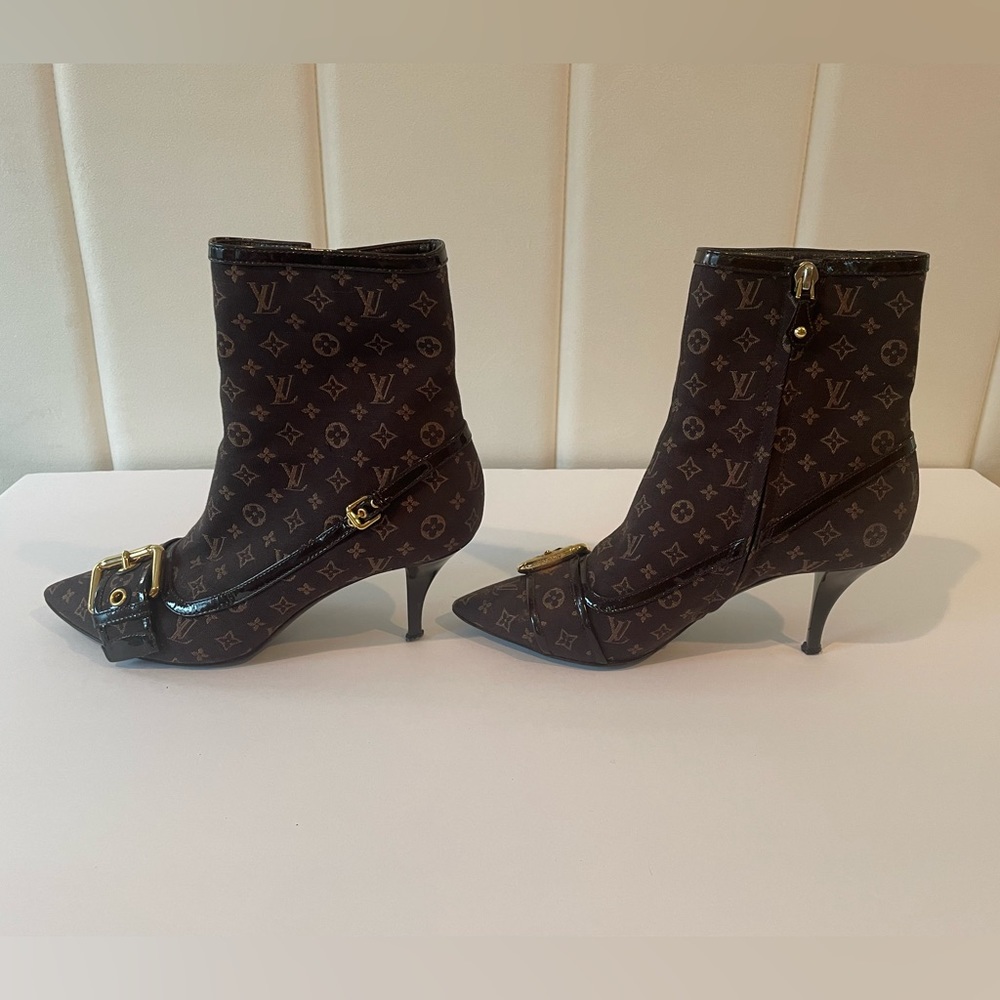 Louis Vuitton Brown Monogram Mimosa Mini Lin Ankle Boots - Picture 5 of 16